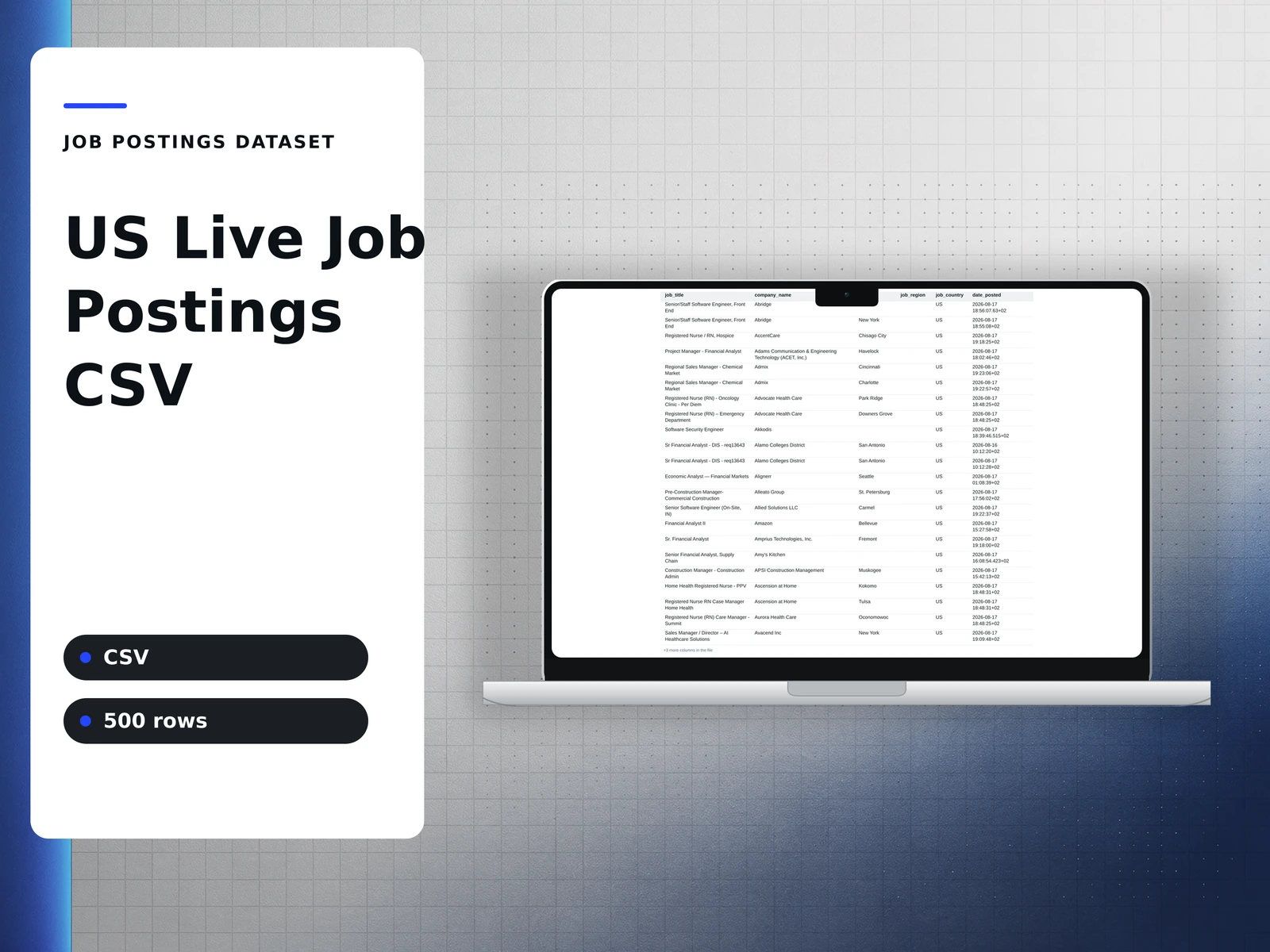 us live job postings csv — product cover showing a page of the workbook
